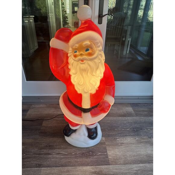 Blow Mold General Foam 41” Waving Santa w/ Red Gloves Christmas Made in USA - Picture 1 of 13